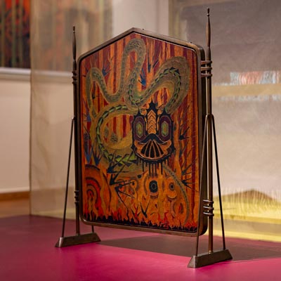 Haardscherm met cloisonnépaneel
